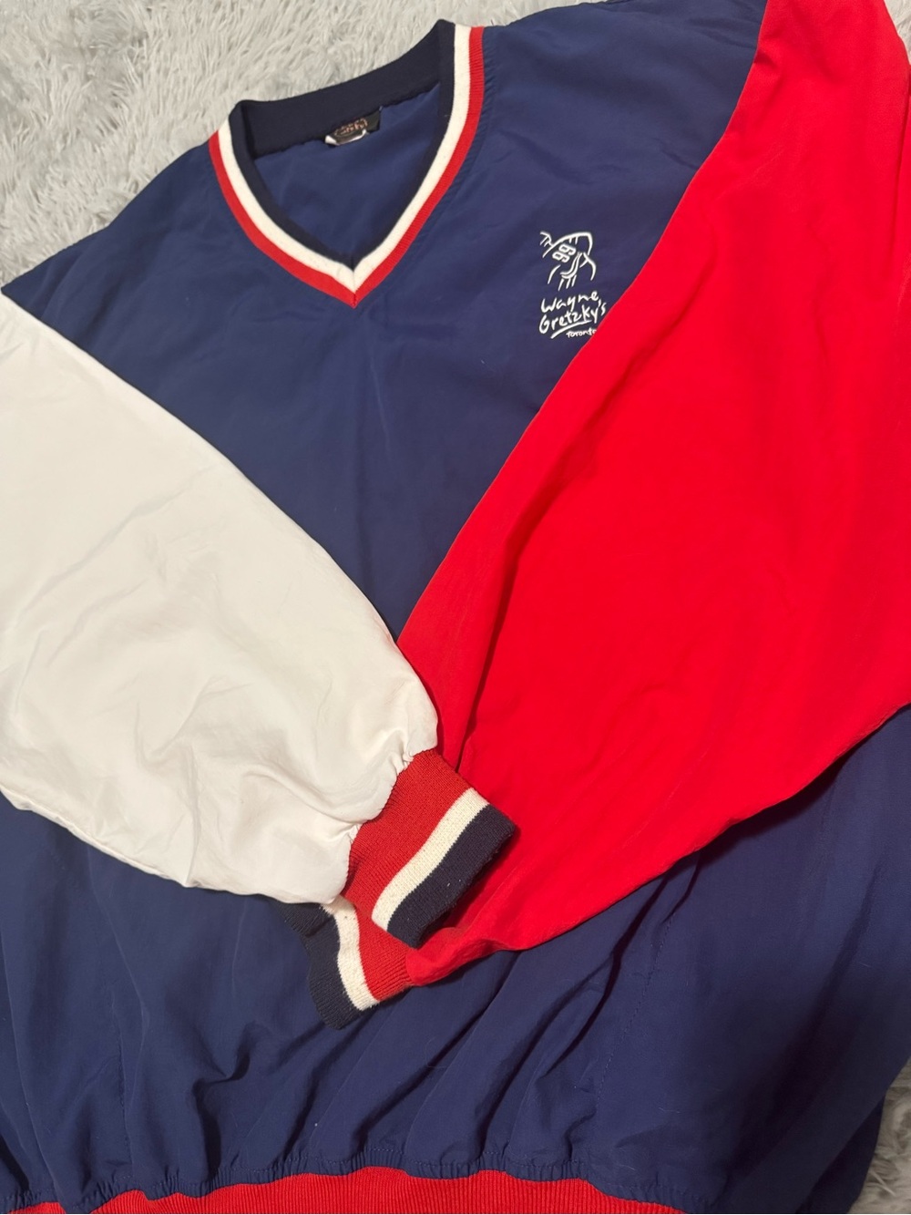 Wayne Gretzky Toronto restaurant Vintage Windbreaker Top - Navy, Red & White